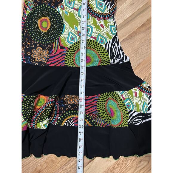 Joseph Ribkoff Artsy Dress Laganenloook Vintage Colorful Print Patchwork Size 12 - Picture 7 of 8